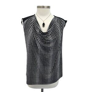 Lane Bryant Black White Sleeveless Cowl Drape Neck Blouse Top Shirt 18/20 Career